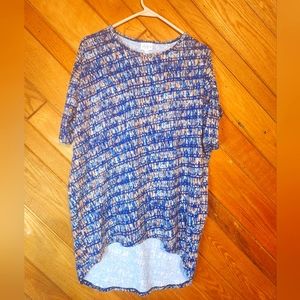 Lularoe xxs Simply Comfortable orange and blue droptail oversized tshirt